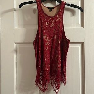 Red lace tank top